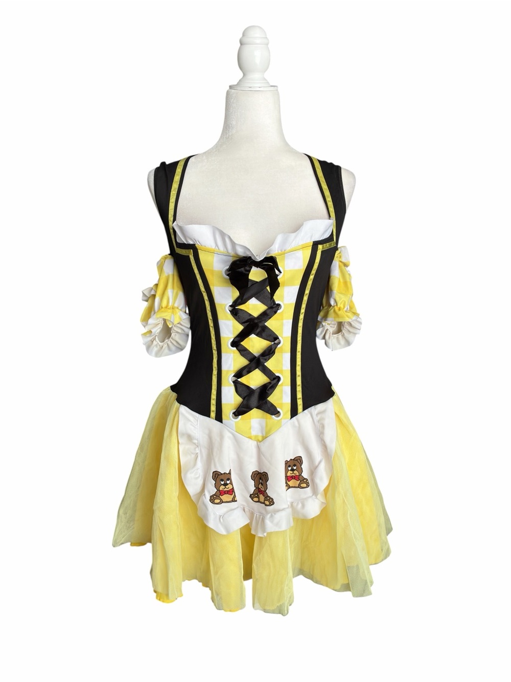 Leg Avenue Goldie Locks Yellow and Black Costume Dress with Bear Apron